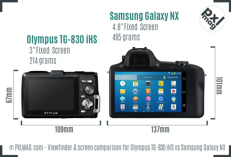 Olympus TG-830 iHS vs Samsung Galaxy NX Screen and Viewfinder comparison