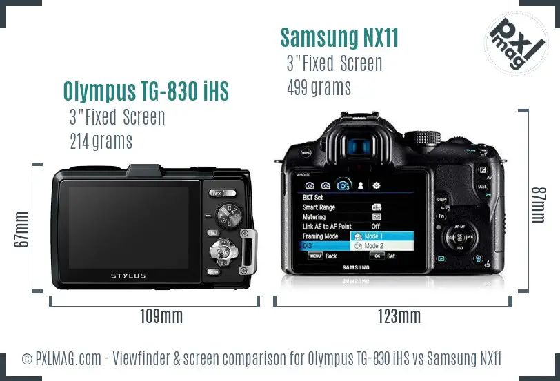 Olympus TG-830 iHS vs Samsung NX11 Screen and Viewfinder comparison Olympus TG-830 iHS vs Samsung NX11 Screen and Viewfinder comparison