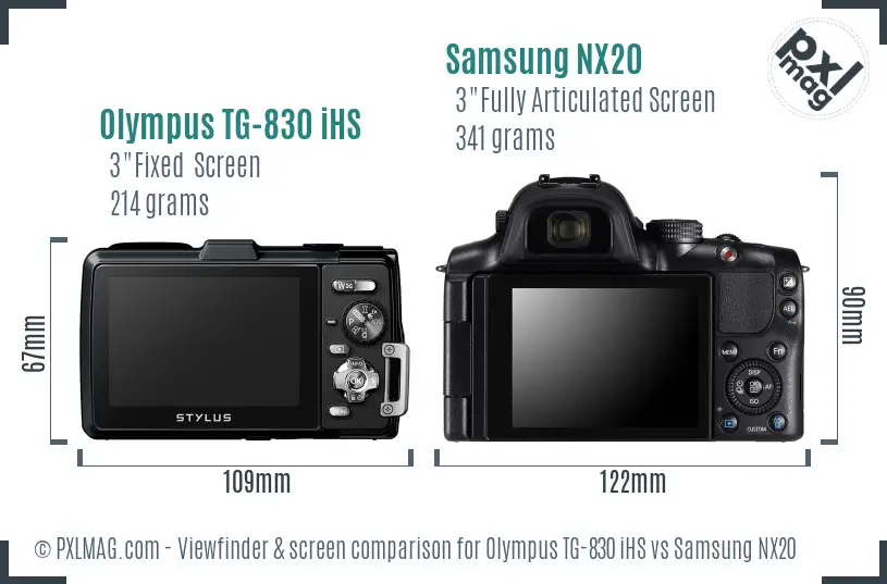 Olympus TG-830 iHS vs Samsung NX20 Screen and Viewfinder comparison Olympus TG-830 iHS vs Samsung NX20 Screen and Viewfinder comparison