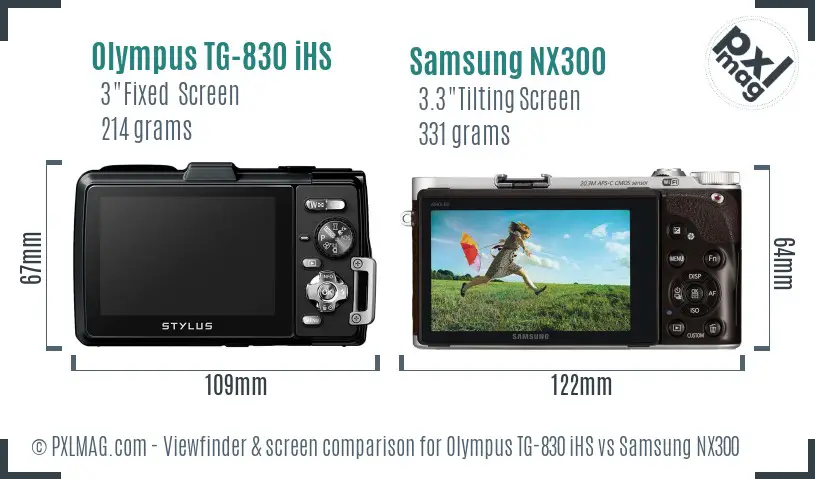 Olympus TG-830 iHS vs Samsung NX300 Screen and Viewfinder comparison
