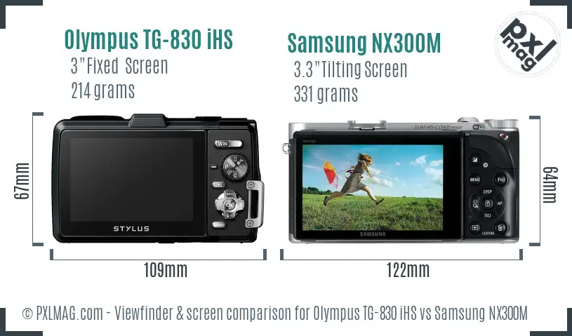 Olympus TG-830 iHS vs Samsung NX300M Screen and Viewfinder comparison