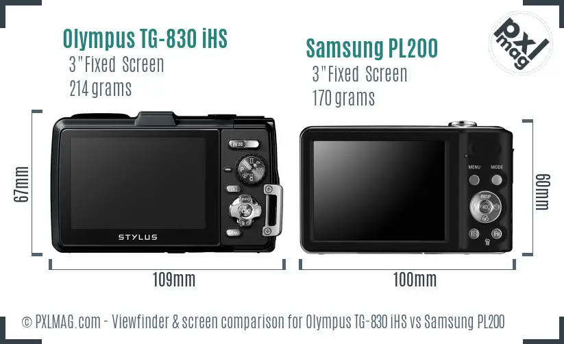 Olympus TG-830 iHS vs Samsung PL200 Screen and Viewfinder comparison Olympus TG-830 iHS vs Samsung PL200 Screen and Viewfinder comparison