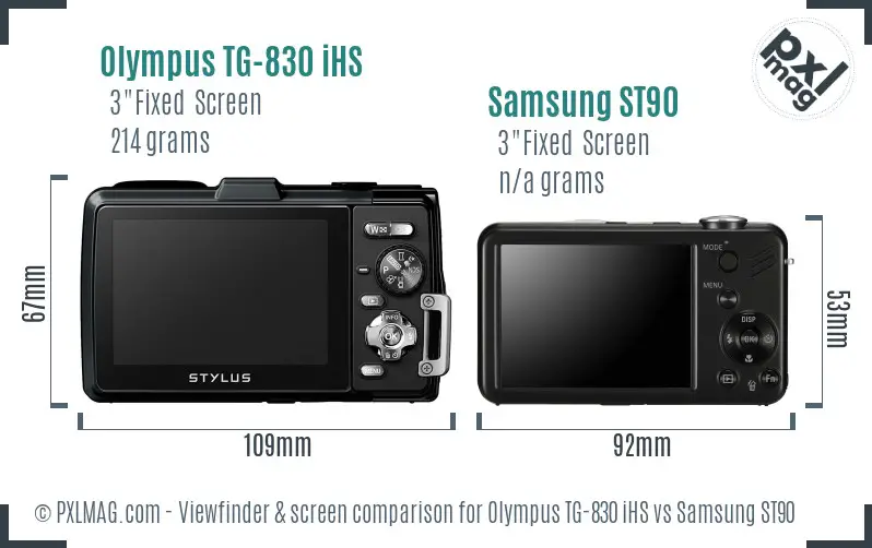 Olympus TG-830 iHS vs Samsung ST90 Screen and Viewfinder comparison