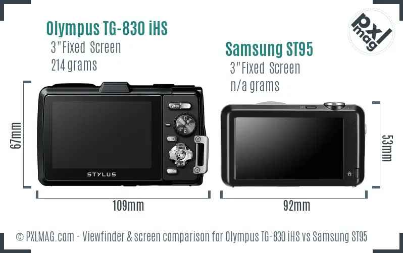 Olympus TG-830 iHS vs Samsung ST95 Screen and Viewfinder comparison