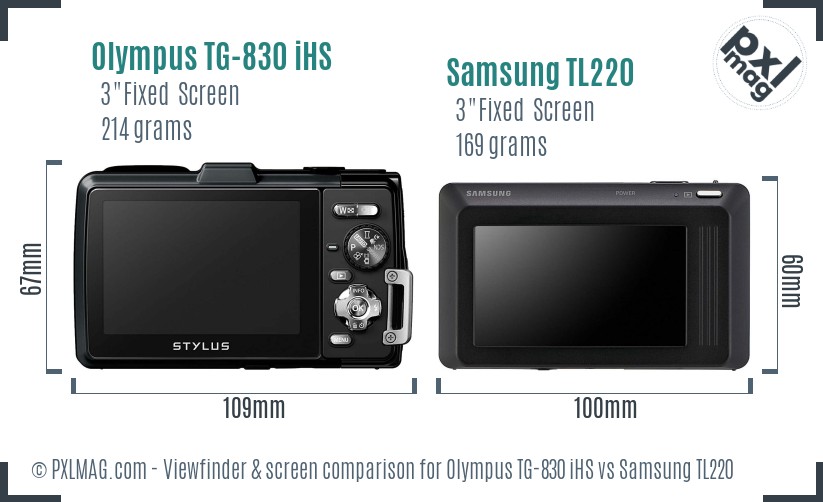 Olympus TG-830 iHS vs Samsung TL220 Screen and Viewfinder comparison