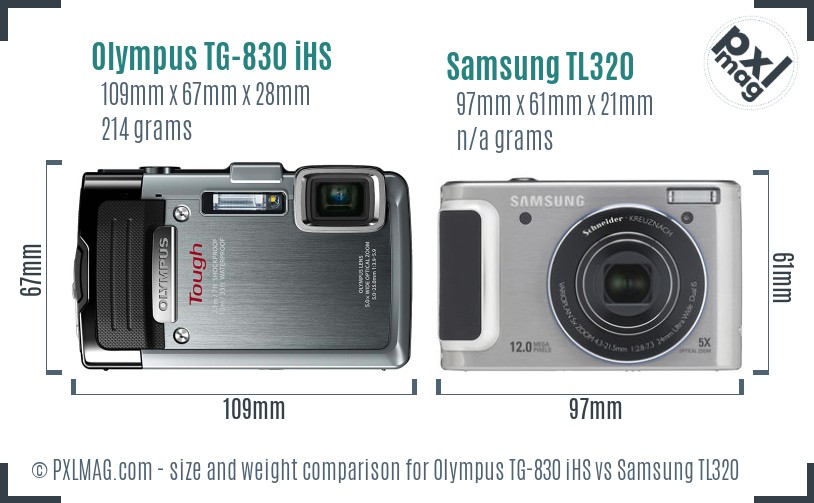 Olympus TG-830 iHS vs Samsung TL320 size comparison