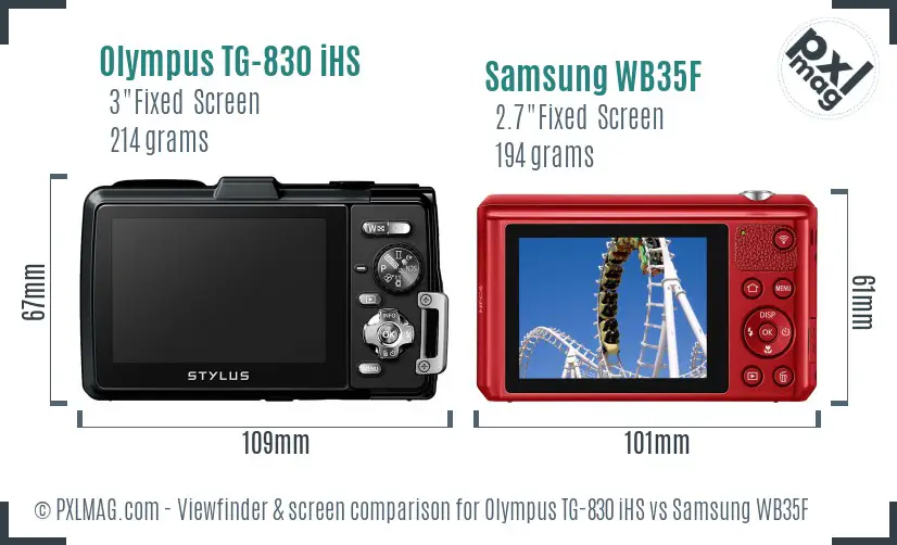 Olympus TG-830 iHS vs Samsung WB35F Screen and Viewfinder comparison