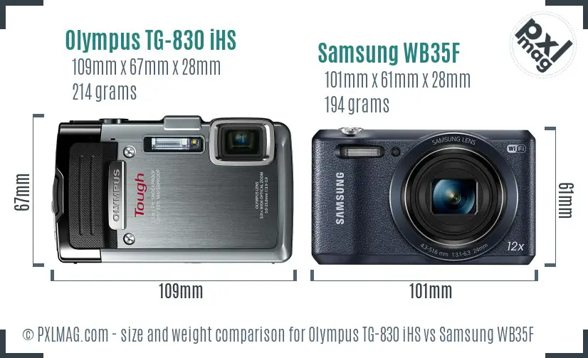Olympus TG-830 iHS vs Samsung WB35F size comparison