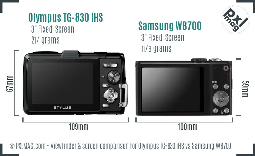 Olympus TG-830 iHS vs Samsung WB700 Screen and Viewfinder comparison