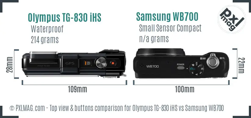 Olympus TG-830 iHS vs Samsung WB700 top view buttons comparison