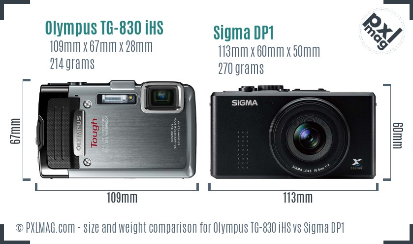 Olympus TG-830 iHS vs Sigma DP1 size comparison Olympus TG-830 iHS vs Sigma DP1 size comparison