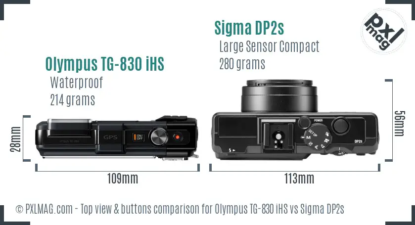 Olympus TG-830 iHS vs Sigma DP2s top view buttons comparison