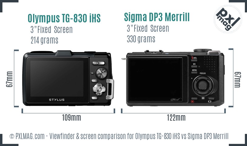 Olympus TG-830 iHS vs Sigma DP3 Merrill Screen and Viewfinder comparison