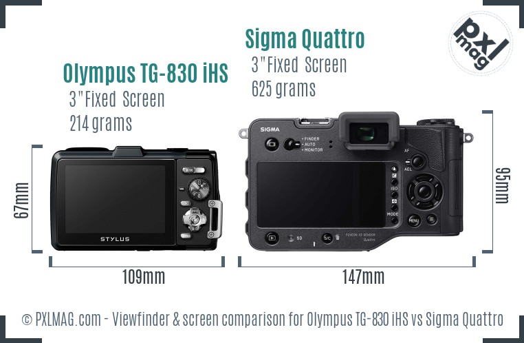Olympus TG-830 iHS vs Sigma Quattro Screen and Viewfinder comparison