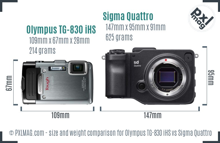 Olympus TG-830 iHS vs Sigma Quattro size comparison Olympus TG-830 iHS vs Sigma Quattro size comparison