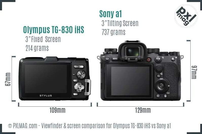 Olympus TG-830 iHS vs Sony a1 Screen and Viewfinder comparison Olympus TG-830 iHS vs Sony a1 Screen and Viewfinder comparison