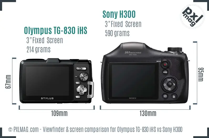 Olympus TG-830 iHS vs Sony H300 Screen and Viewfinder comparison