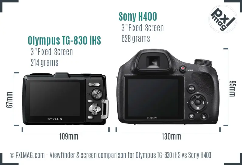 Olympus TG-830 iHS vs Sony H400 Screen and Viewfinder comparison