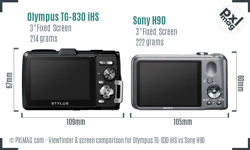Olympus TG-830 iHS vs Sony H90 Screen and Viewfinder comparison
