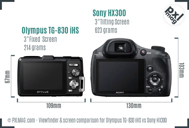 Olympus TG-830 iHS vs Sony HX300 Screen and Viewfinder comparison