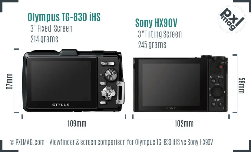 Olympus TG-830 iHS vs Sony HX90V Screen and Viewfinder comparison