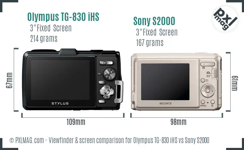 Olympus TG-830 iHS vs Sony S2000 Screen and Viewfinder comparison