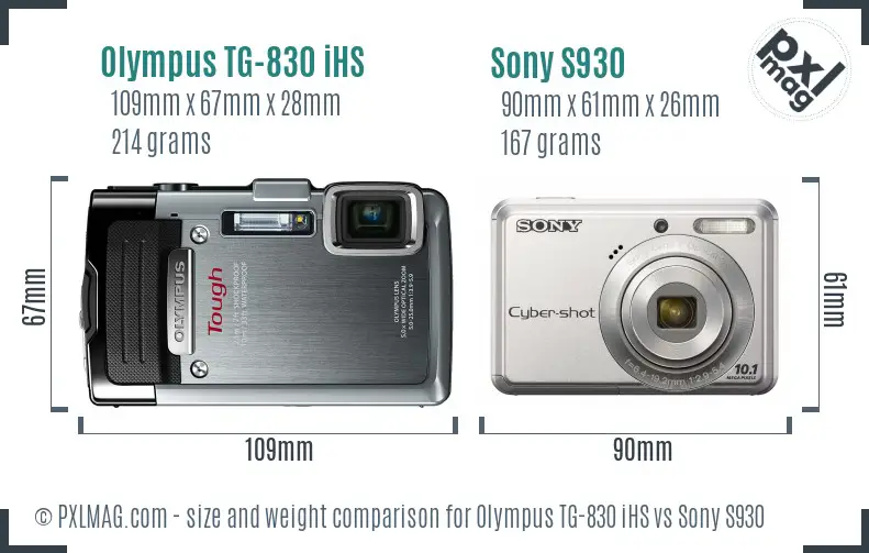 Olympus TG-830 iHS vs Sony S930 size comparison