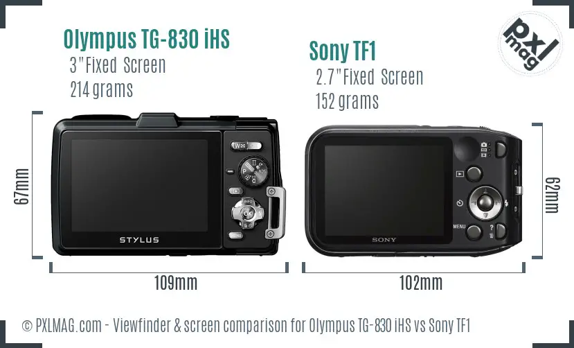 Olympus TG-830 iHS vs Sony TF1 Screen and Viewfinder comparison