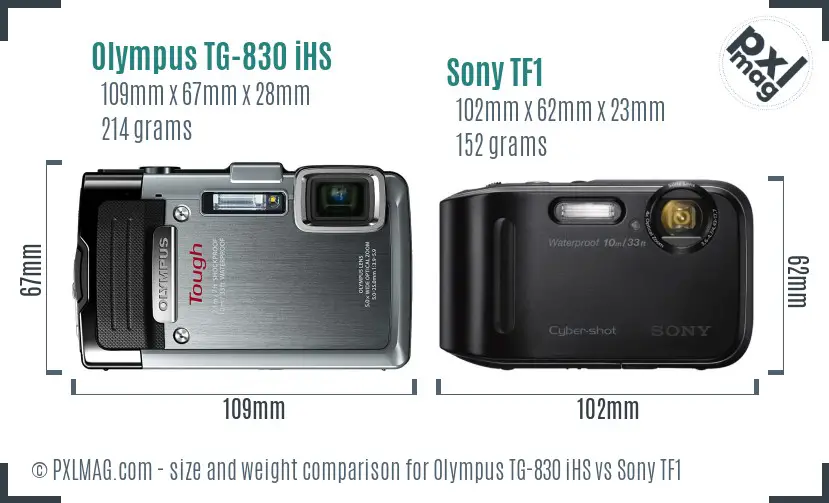 Olympus TG-830 iHS vs Sony TF1 size comparison