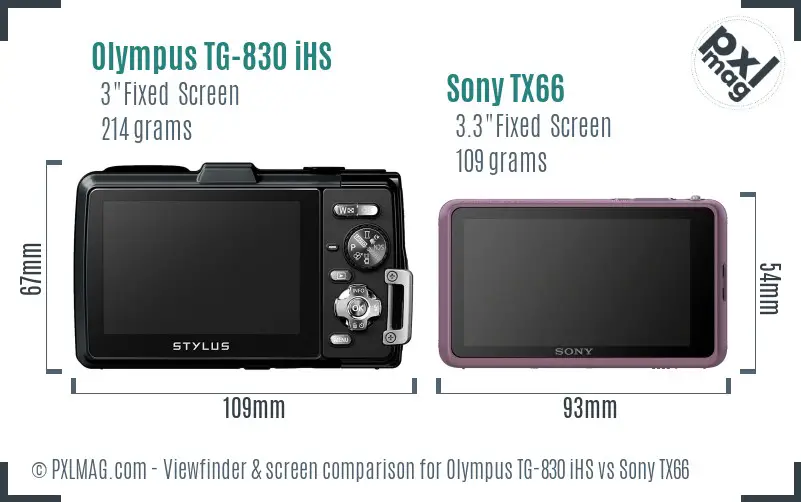Olympus TG-830 iHS vs Sony TX66 Screen and Viewfinder comparison