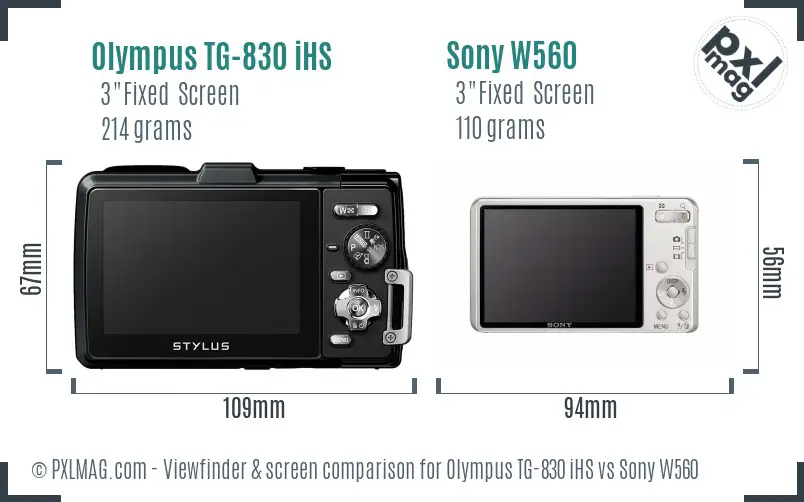 Olympus TG-830 iHS vs Sony W560 Screen and Viewfinder comparison