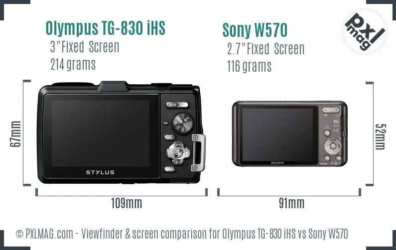 Olympus TG-830 iHS vs Sony W570 Screen and Viewfinder comparison