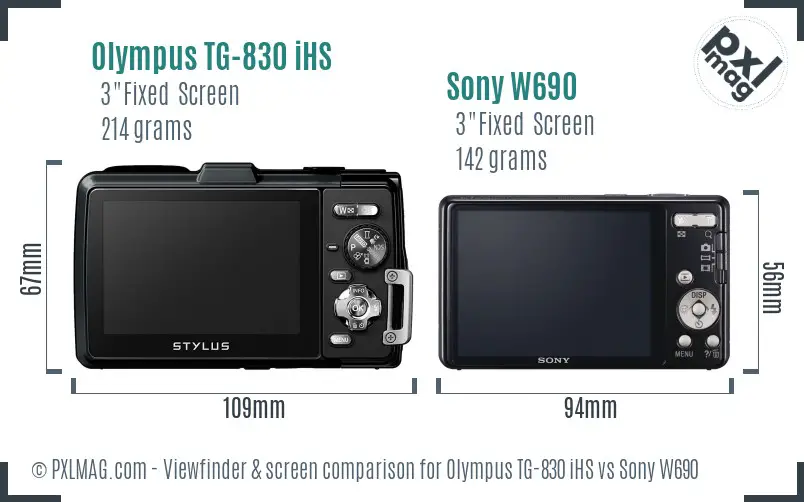 Olympus TG-830 iHS vs Sony W690 Screen and Viewfinder comparison
