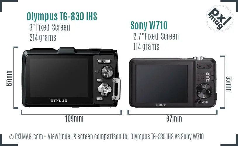 Olympus TG-830 iHS vs Sony W710 Screen and Viewfinder comparison