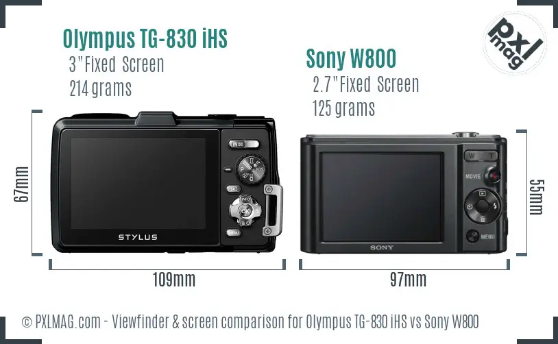 Olympus TG-830 iHS vs Sony W800 Screen and Viewfinder comparison