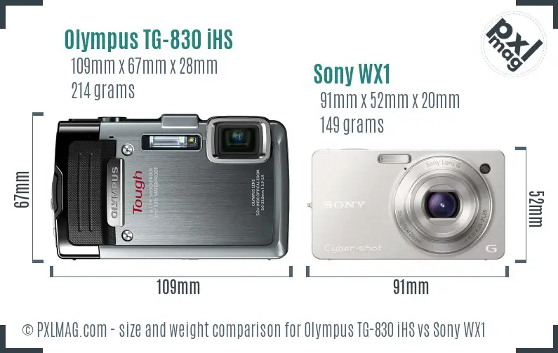 Olympus TG-830 iHS vs Sony WX1 size comparison