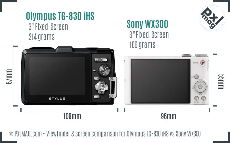 Olympus TG-830 iHS vs Sony WX300 Screen and Viewfinder comparison