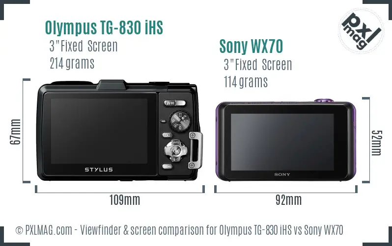 Olympus TG-830 iHS vs Sony WX70 Screen and Viewfinder comparison