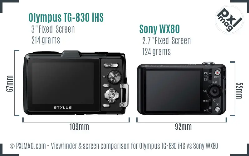 Olympus TG-830 iHS vs Sony WX80 Screen and Viewfinder comparison