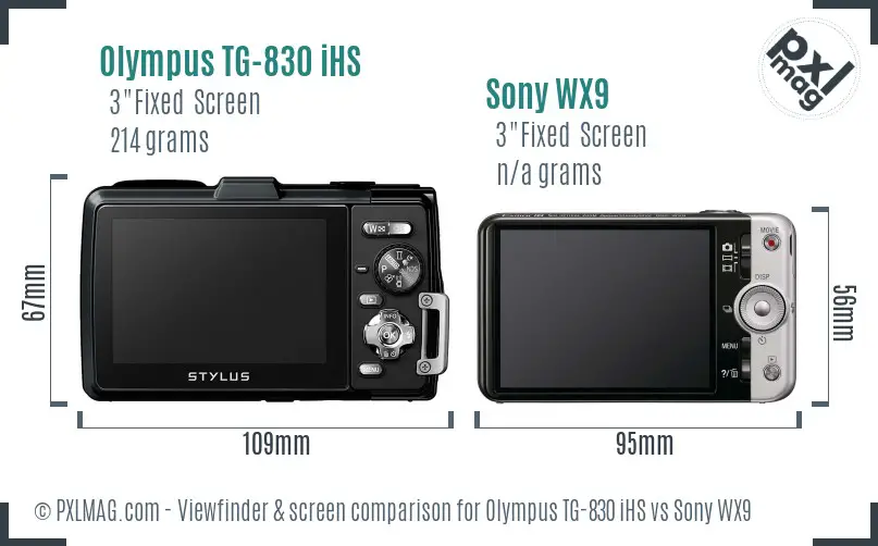 Olympus TG-830 iHS vs Sony WX9 Screen and Viewfinder comparison