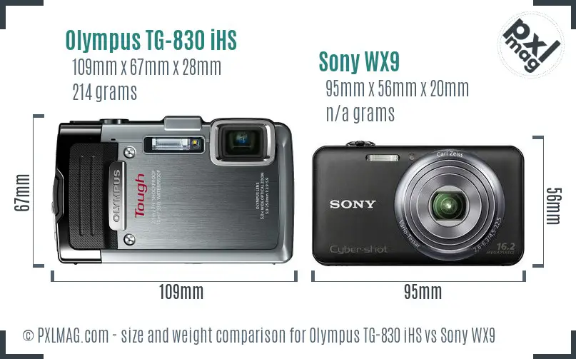Olympus TG-830 iHS vs Sony WX9 size comparison