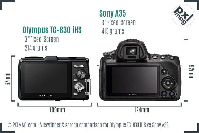 Olympus TG-830 iHS vs Sony A35 Screen and Viewfinder comparison