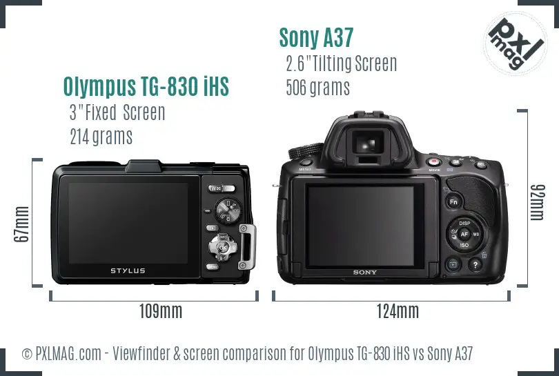 Olympus TG-830 iHS vs Sony A37 Screen and Viewfinder comparison