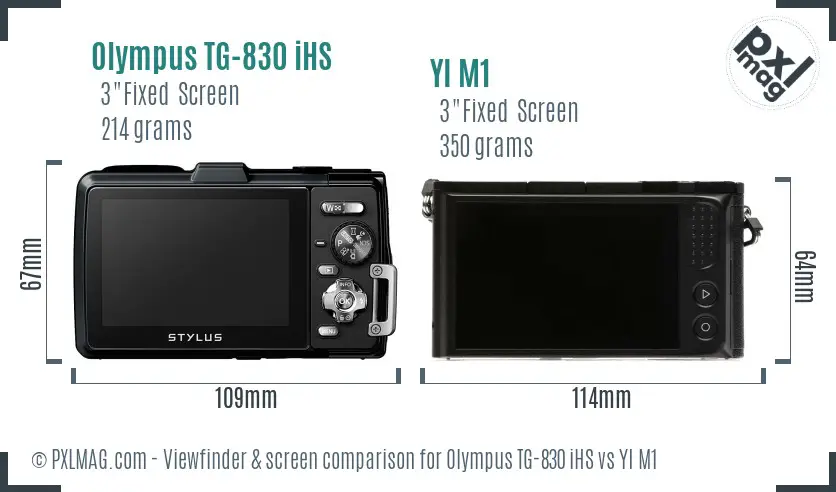 Olympus TG-830 iHS vs YI M1 Screen and Viewfinder comparison