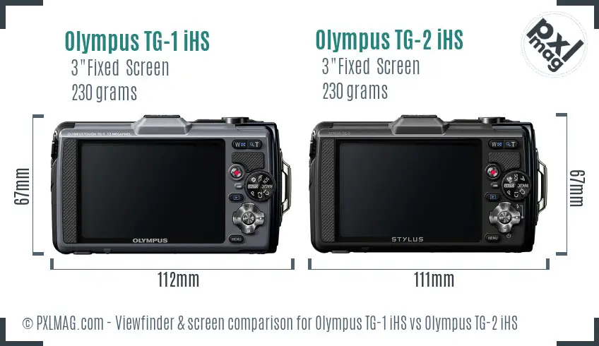 Olympus TG-1 iHS vs Olympus TG-2 iHS Screen and Viewfinder comparison