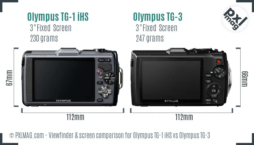 Olympus TG-1 iHS vs Olympus TG-3 Screen and Viewfinder comparison