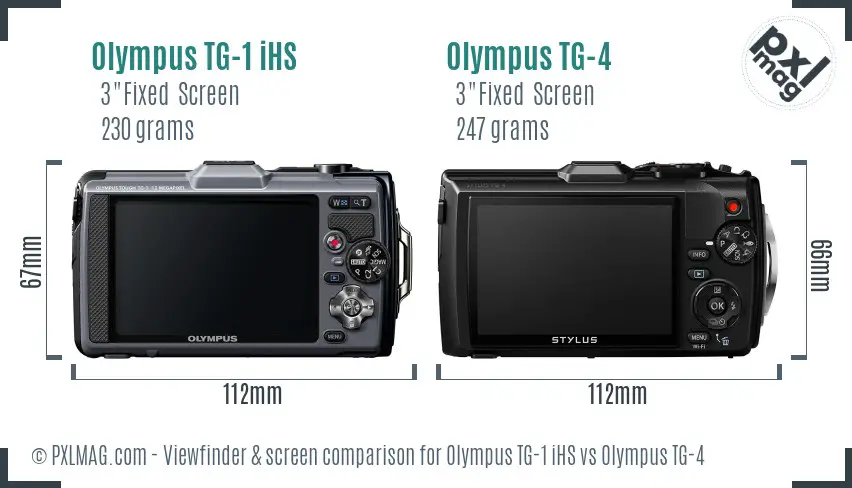 Olympus TG-1 iHS vs Olympus TG-4 Screen and Viewfinder comparison
