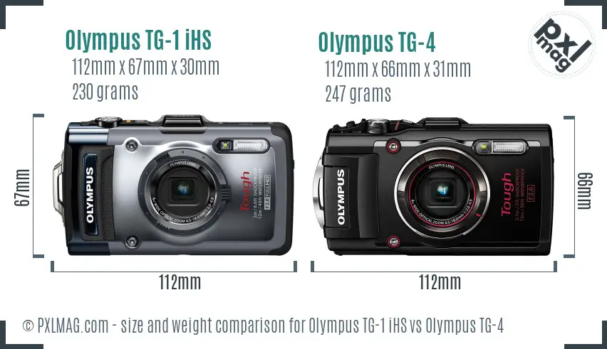 Olympus TG-1 iHS vs Olympus TG-4 size comparison