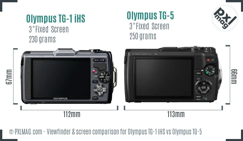 Olympus TG-1 iHS vs Olympus TG-5 Screen and Viewfinder comparison