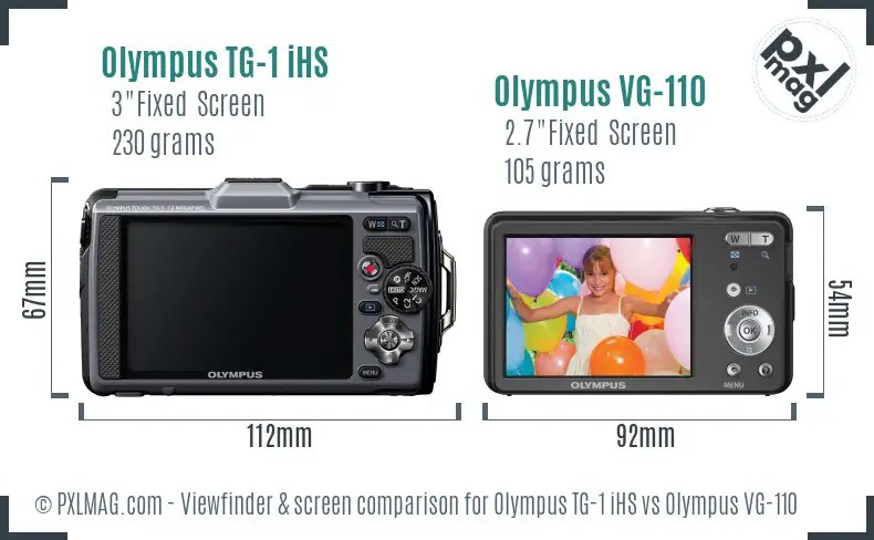 Olympus TG-1 iHS vs Olympus VG-110 Screen and Viewfinder comparison